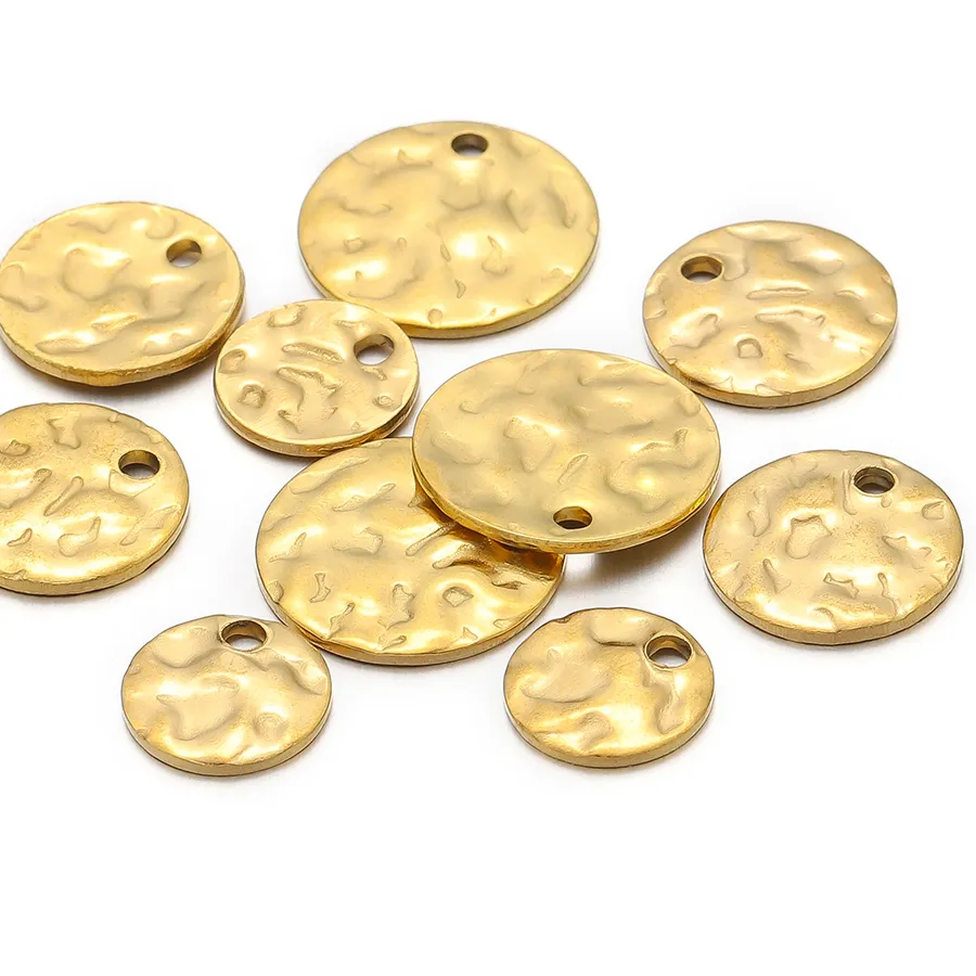 Authentic 20pcs 8 10 12mm Disc Charms Gold Color Round Tags for DIY Bracelet Necklace Findings Jewelry Making Accessories