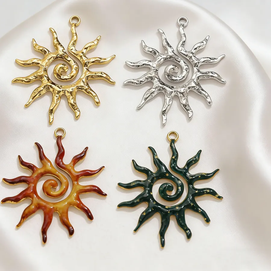 Authentic 5PCS Vintage Spiral Sun Gold Plated Charms DIY Necklaces Earrings Jewelry Making Handmade Accessories Waterproof