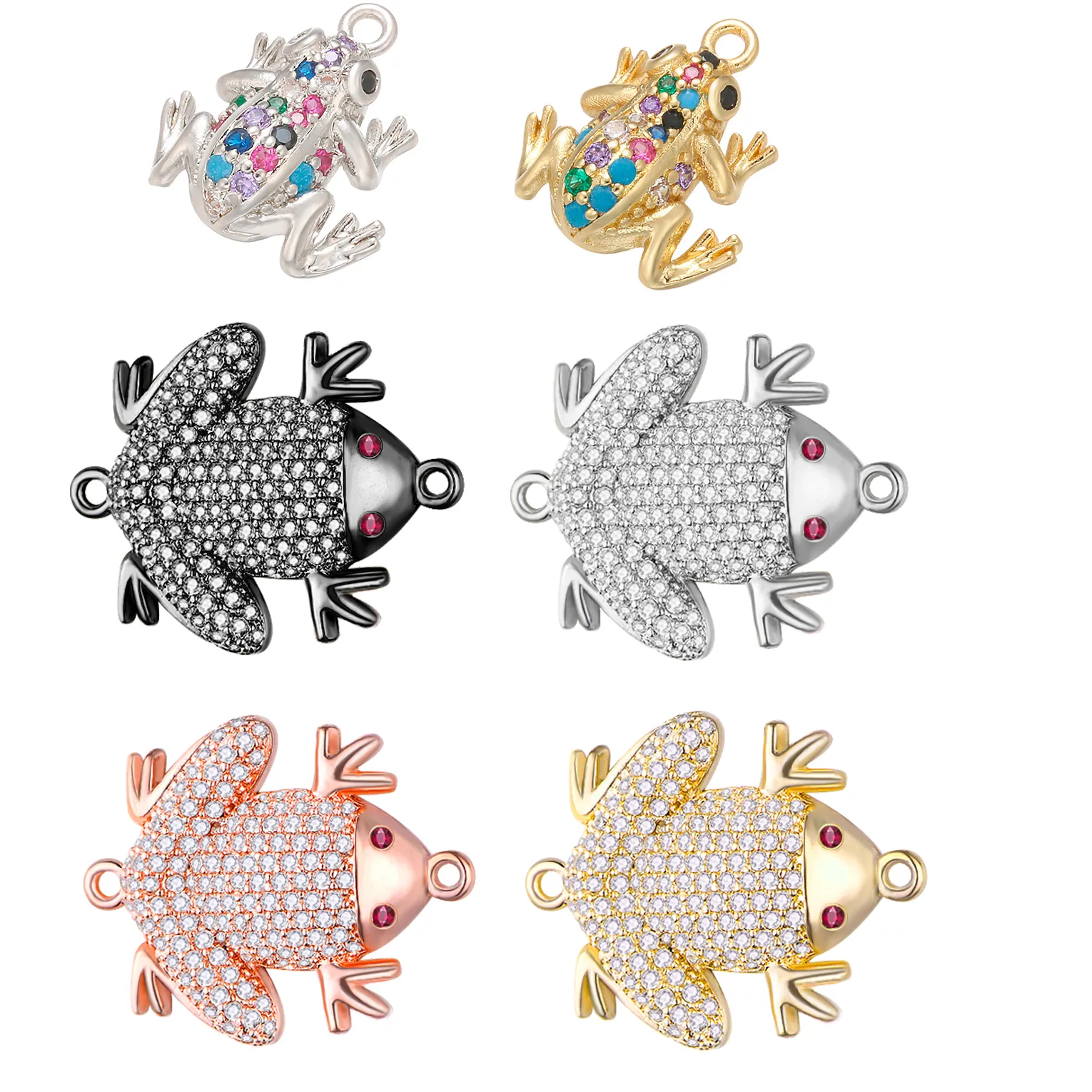 Authentic AAA Cubic Zirconia Crystal Gold-plated Lovely Animal Frog Charm 2024 CZ Stones Handcrafted Jewelry Makings DIY