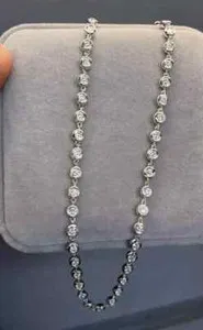 Authentic Celestial Radiance: 20‑Carat Moissanite Tennis Necklace in 14K White‑Gold Aura