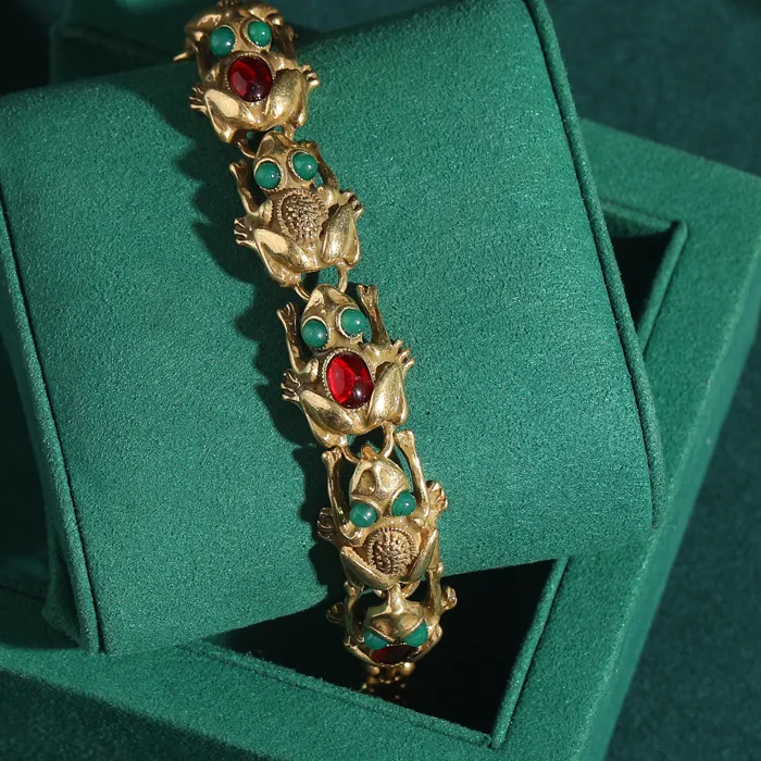 Authentic Whispers of the Water Spirit: Golden Frog Amulet Bracelet