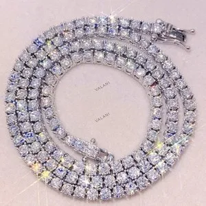 Authentic Radiant Luminescence Lab Diamond Tennis Necklace in 14K Gold Plated White Gold