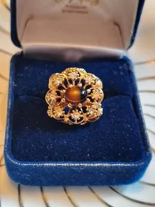 Authentic The Gilded Sentinel Ring with Tiger Eye and Crystal Flame