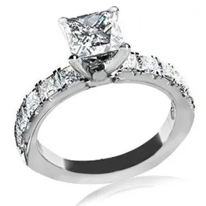 Authentic Celestial Princess Cut Solitaire with Radiant Accent – 18K White Gold Plated