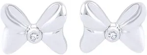 Authentic Radiant Ties of Light: 10K Gold Diamond Bow Studs