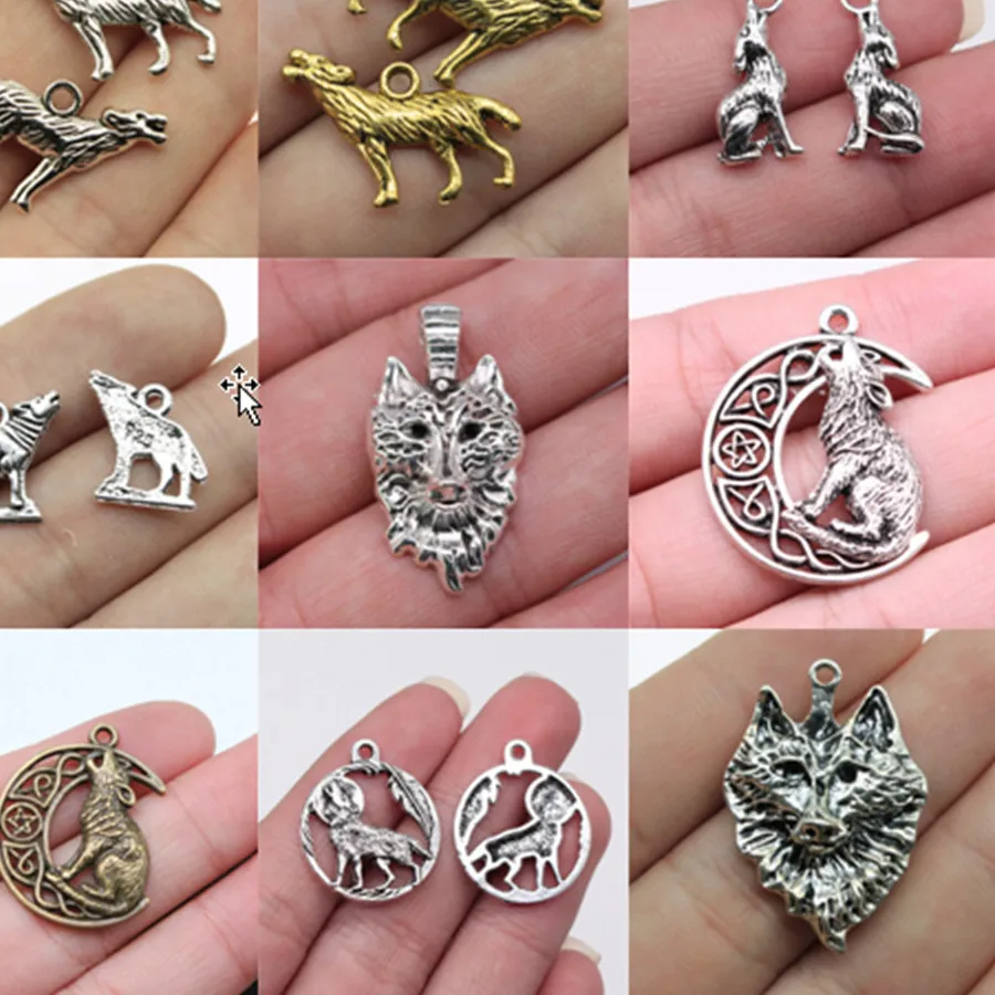 Authentic Jewelry Findings Components Howl Wolf Charms For Bracelets Pendant