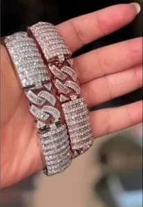 Authentic Radiant Luminescence Baguette Moissanite Men's Bracelet in Sterling Silver