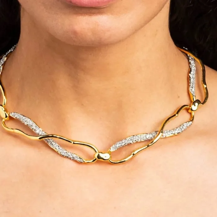 Authentic Gold- Plated Short Chunky Necklace Big Girls Thick Chain Splicing Choker Jewelry Collares Para Mujer