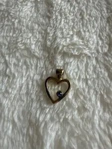 Authentic Heart of Protection: Antique Gold Plated Sapphire Heart Charm Pendant