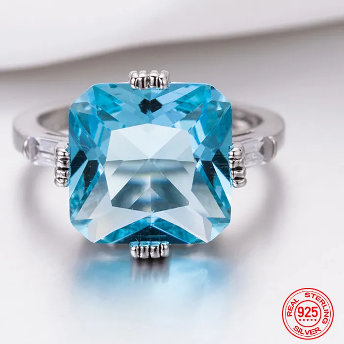 Authentic Mystic's Embrace The Square Aquamarine Ring Of Protection And Clarity