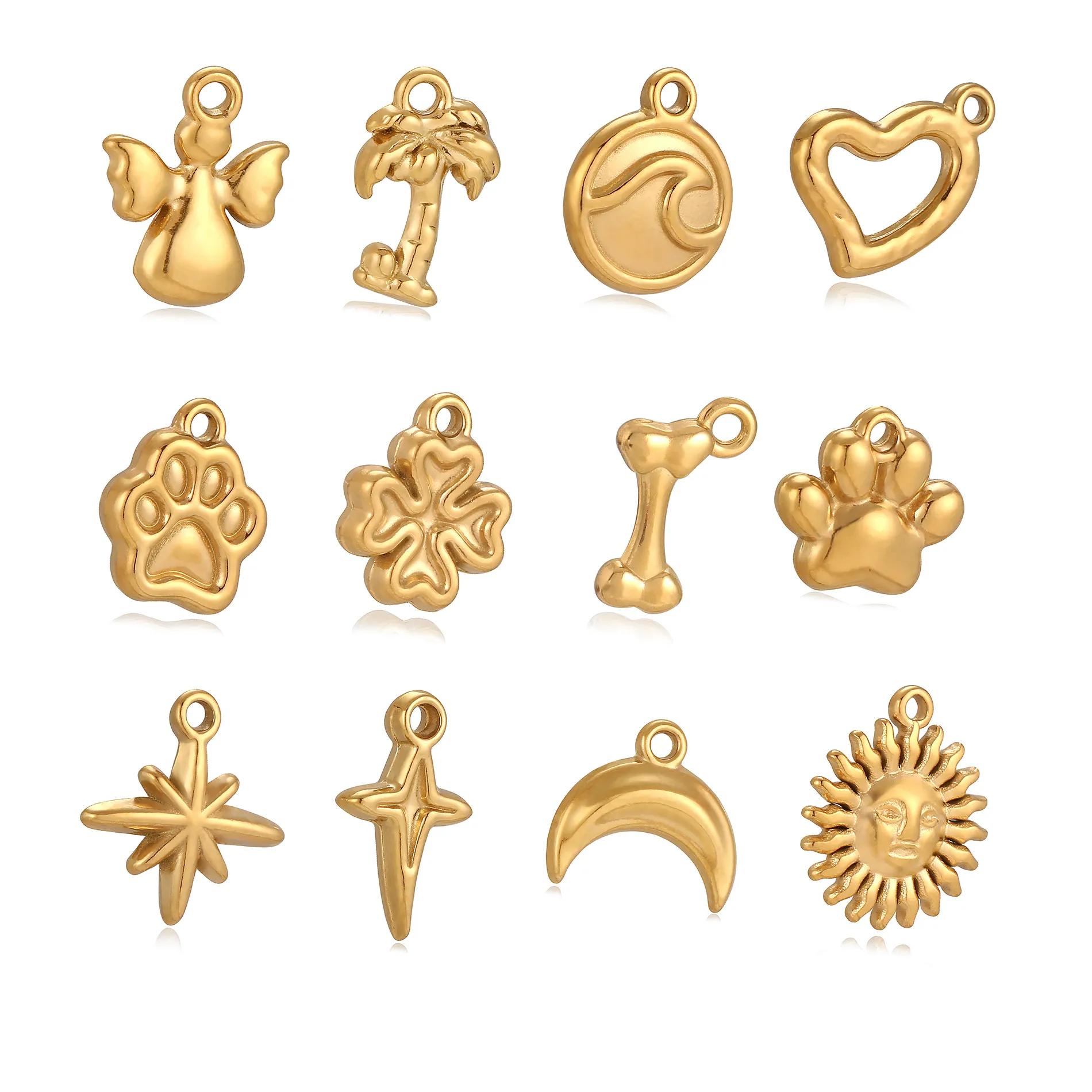 Authentic 3Pcs Pet Dog Claw Compass North Star Sea Wave Cat's Paw Charms Small Pendants For Necklace Bracelet Diy Jewelry Making