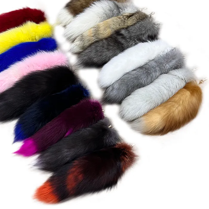Authentic Real Fox Fur Tail Keychain Wolf Tail Fur Tassel Bag Charm Tag Black and Brown Pom Charm Keyring Holder Strap Chain Gifts