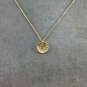 Authentic Eternal Vision: Gold-Plated All-Seeing Eye Pendant of Divine Insight