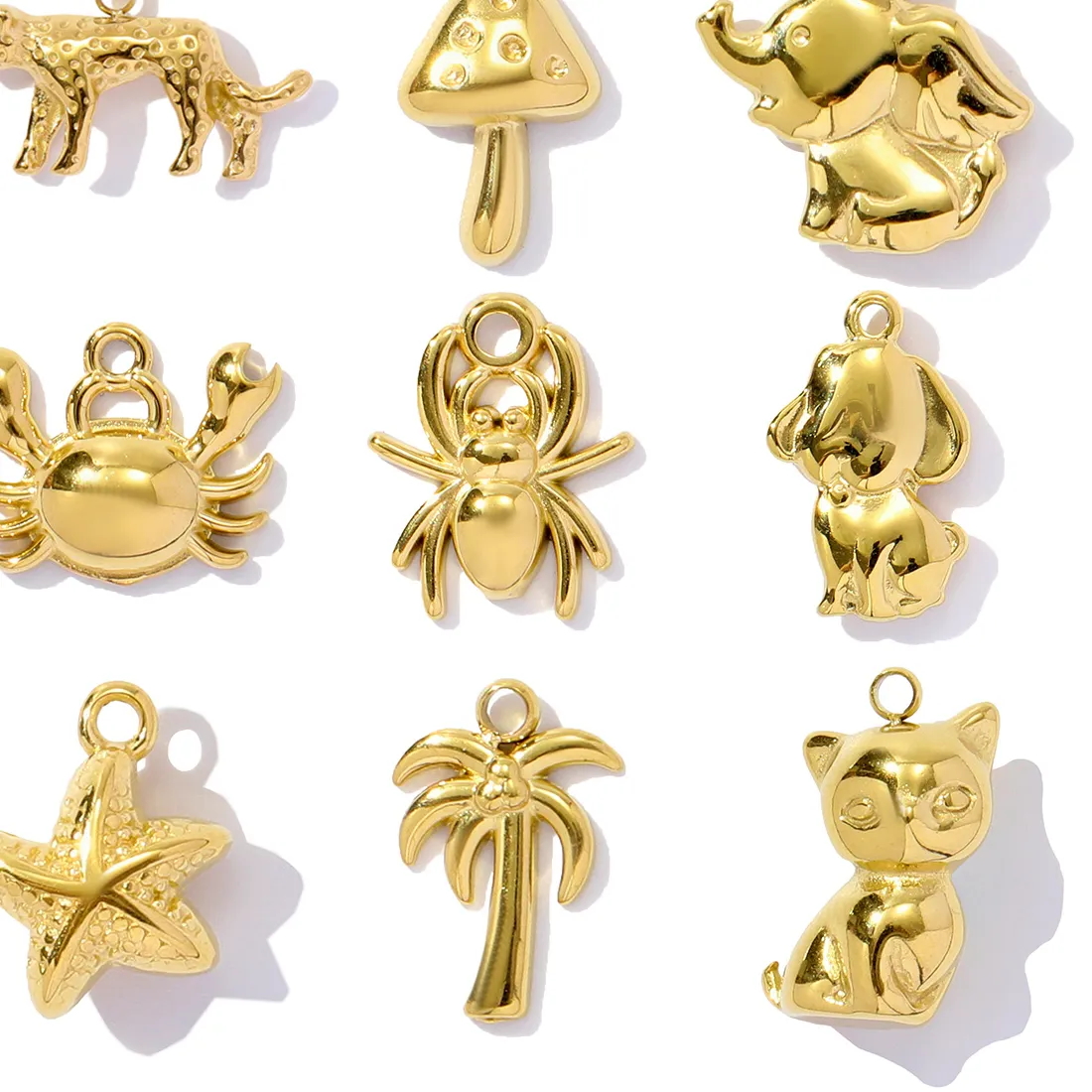 Authentic 3Pcs Animal Spider Leopards Palm Starfish Pendant Shell Elephant Diy Charms Necklace Making Jewelry