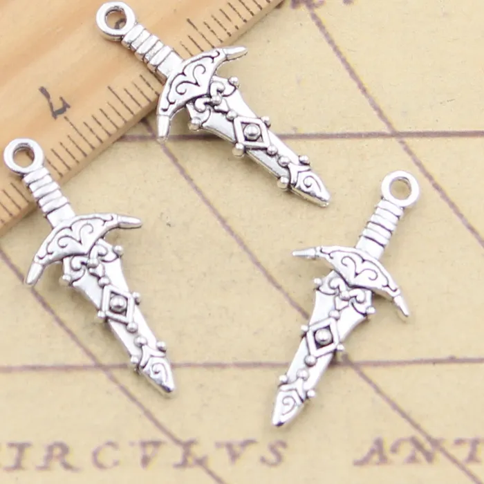 Authentic 20pcs Charms Sword Dagger 28x13mm Tibetan Silver Color Pendants Antique Jewelry Making DIY Handmade Craft