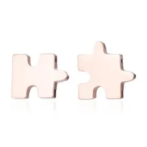 Authentic Embracing Wholeness: Rose Gold Puzzle Piece Stud Earrings