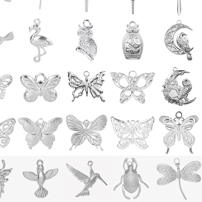 Authentic Silver Color Animal Pendant Owl Flamingo Butterfly Stainless Steel Pendants For Jewelry Making Supplies Birds Charm DIY Findings