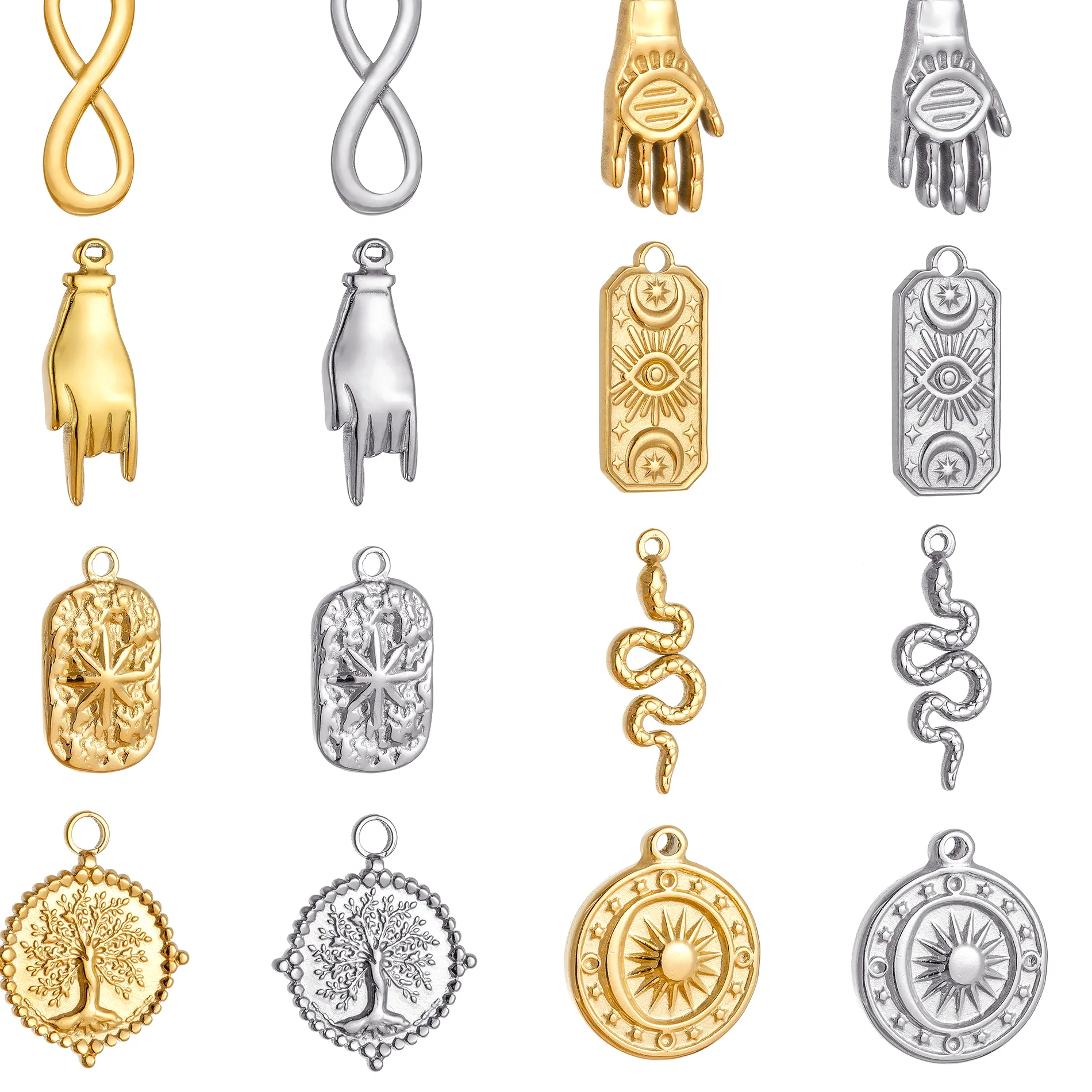 Authentic 3pcs/Lot Stainless Steel Oil Pressure Sun Moon Star Charms Pendant For DIY Fashion Necklace Bracelet Earring Jewelry Accessories