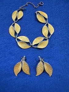 Authentic The Gilded Foliage Set: David-Andersen Gold-Plated Sterling Silver Leaf Talisman