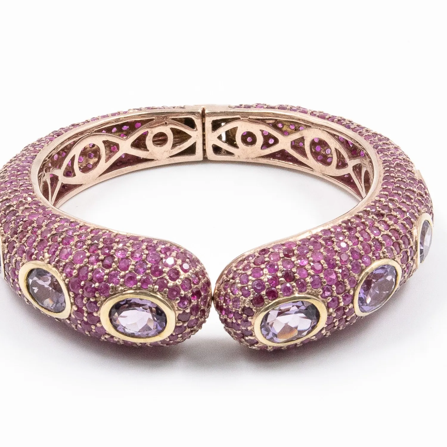 Authentic The Crimson Crown Amethyst and Ruby Rose Gold Bangle
