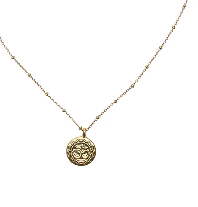 Authentic Kendra Scott W1315 Om Coin Pendant Necklace in Vintage Gold Plated