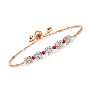 Authentic Celestial Harmony Rose Gold Birthstone and Ruby Tennis Bracelet