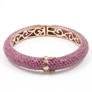 Authentic Rose‑Gold Radiance: 30.84ct Ruby‑Heart Bangle of Flame & Fortune