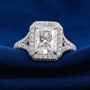 Authentic The Celestial Halo Split-Shank Radiant Commitment Ring