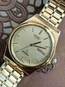 Authentic Seiko Silver Wave Watch Gold Plated Men Timepiece Authentic Genuine