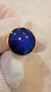 Authentic Montblanc Etoile Blue Guilloché Cufflinks Gold-Plated Star Wave + Box