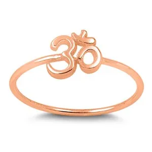 Authentic Rose‑Gold Om Aura Ring – Sacred Yoga Symbol in 925 Silver