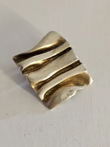 Authentic Ilias Lalaounis Sterling Silver 925 Gold Plated Rippled Wave Pattern Pendant.