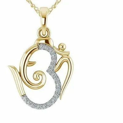 Authentic Celestial Ganesha Elephant Om Talisman – 10K Yellow Gold‑Plated Moissanite Amulet of Prosperity