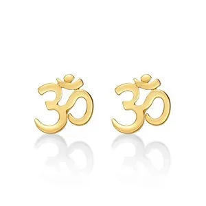 Authentic Celestial OM Gold-Plated Sterling Silver Stud Earrings