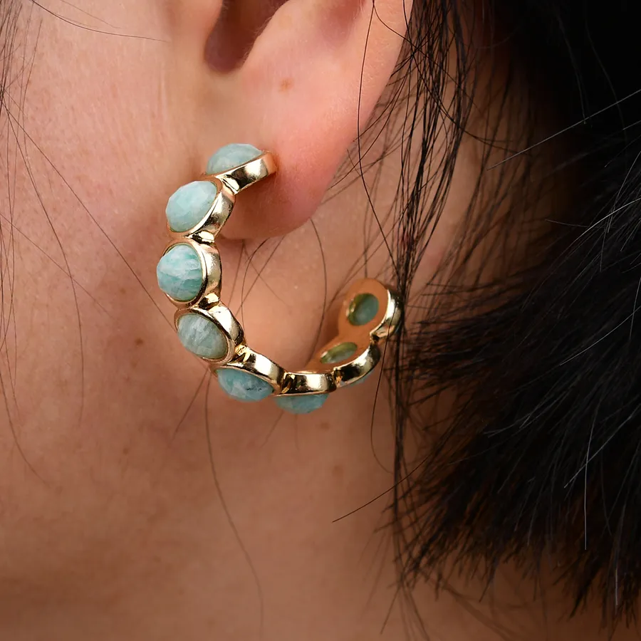 Authentic Verdant Horizon Amazonite Sacred Circle Hoops