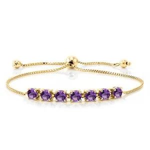 Authentic Radiant Luminescence 18K Gold-Plated Silver Seven-Stone Birthstone Tennis Chain