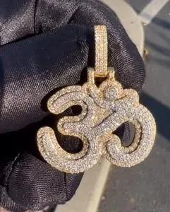 Authentic Clustered Radiance: 3 CT Lab-Created Diamond OM Pendant in 14k Yellow Gold Plating