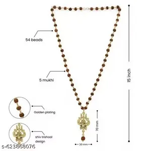 Authentic The Sacred Trident: Gold-Plated OM and Rudraksha Meditation Mala