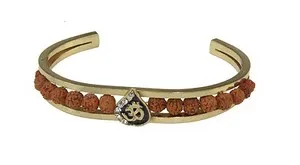 Authentic Sacred Leaf of Enlightenment: The Aum Rudraksha Gold-Plated Bangle