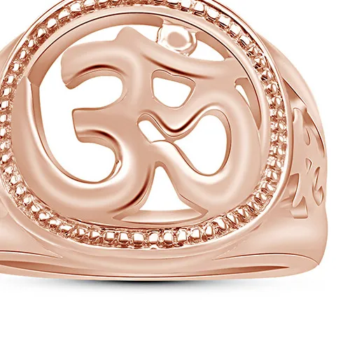 Authentic Sacred Om: 14K Rose Gold Plated Sterling Ring for Spiritual Harmony