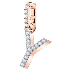 Authentic Whispers of the Cosmos: Rose Gold Plated Letter "Y" Swarovski Charm