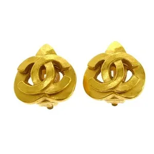 Authentic Radiant Solstice: Vintage Chanel Diamond-Shape Gold-Plated Clip Earrings
