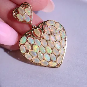 Authentic The Ember Heart Fire Opal and Gold-Plated Silver Talisman