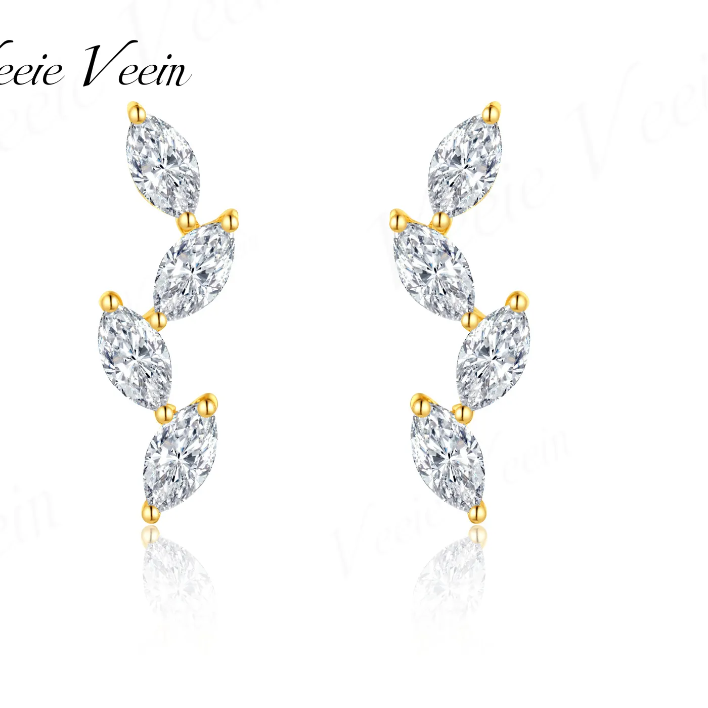 Authentic Luminous Marquise Solar Studs: 18k Gold Radiance