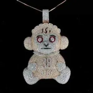 Authentic The Celestial Ursine Guardian: 3.50Ct Moissanite Teddy Pendant in Radiant Two-Tone Gold