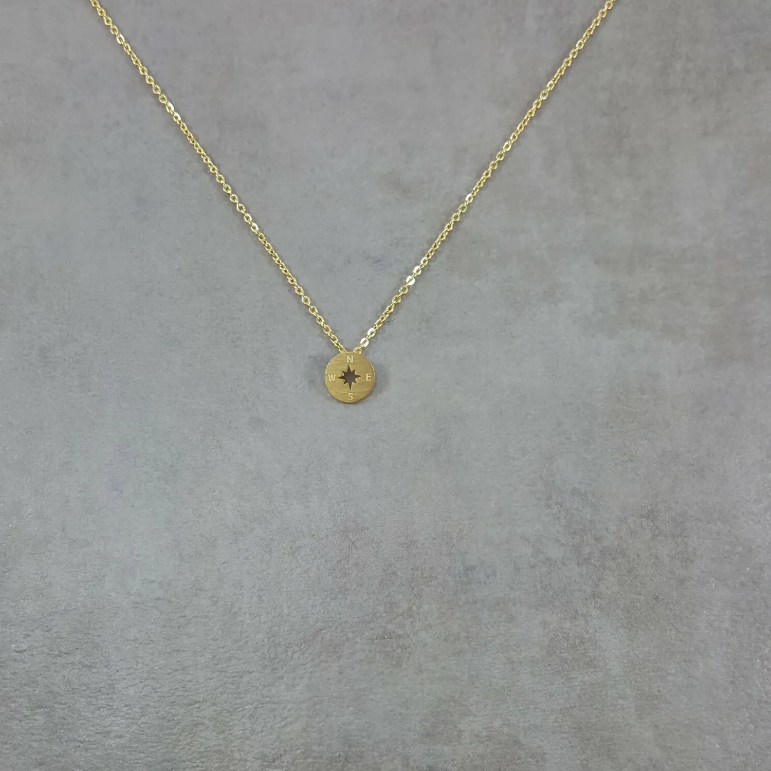 Authentic Compass GOLD Plated Necklace Circle Navigation Travel Dainty Direction NSWE