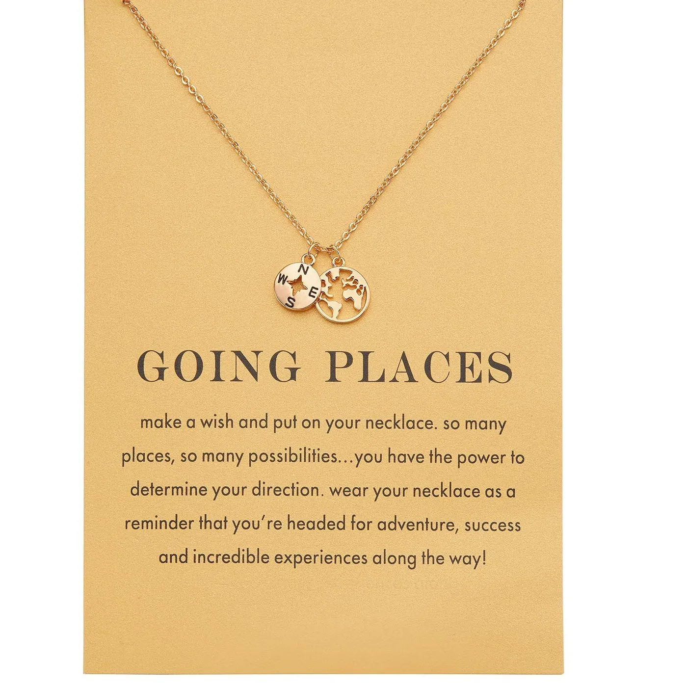 Authentic Zealmer Dainty 18K Gold Plated Compass World Map Pendant Necklace Graduation ...