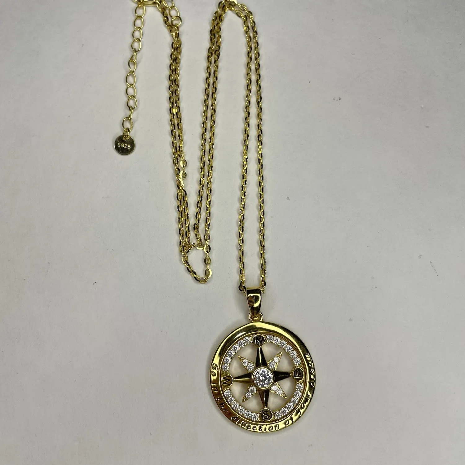 Authentic The Navigator of Destiny Gold-Plated Compass Pendant