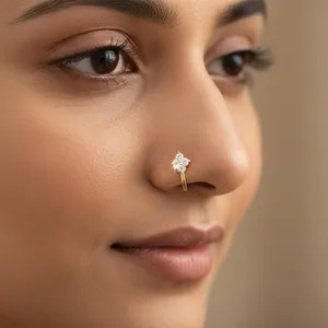 Authentic Celestial Harmony: 14K Gold‑Plated Moissanite Four‑Stone Nose Pin