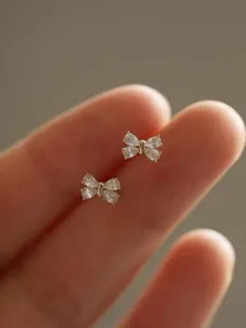 Authentic Celestial Diamond Bow Mini Earrings – 14k Gold‑Plated Whisper of Light